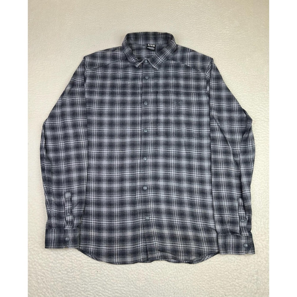 Under Armour Shirt Mens XL Gray Plaid Stretch Long Sleeve Snap Button Up Casual‎